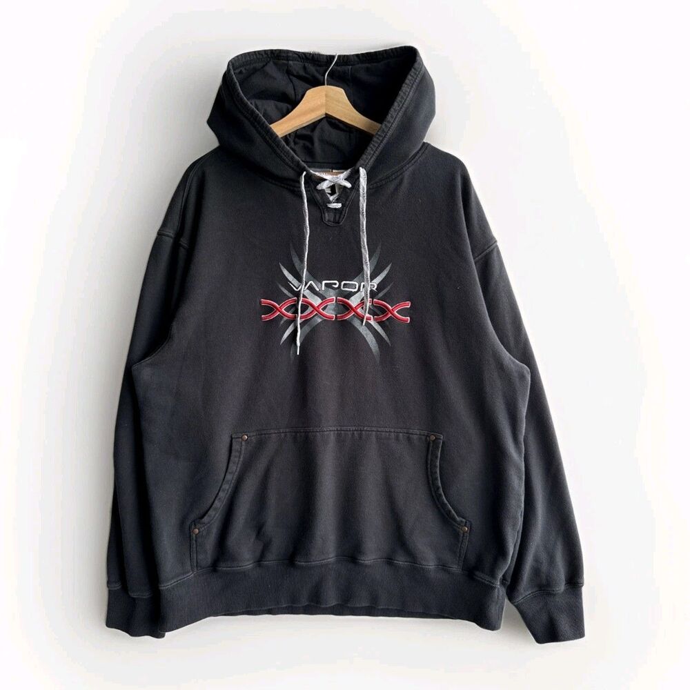 Vintage Nikex Bauer Hockey Men’s XL Black Tribal Vapor Pullover Hoodie Y2K